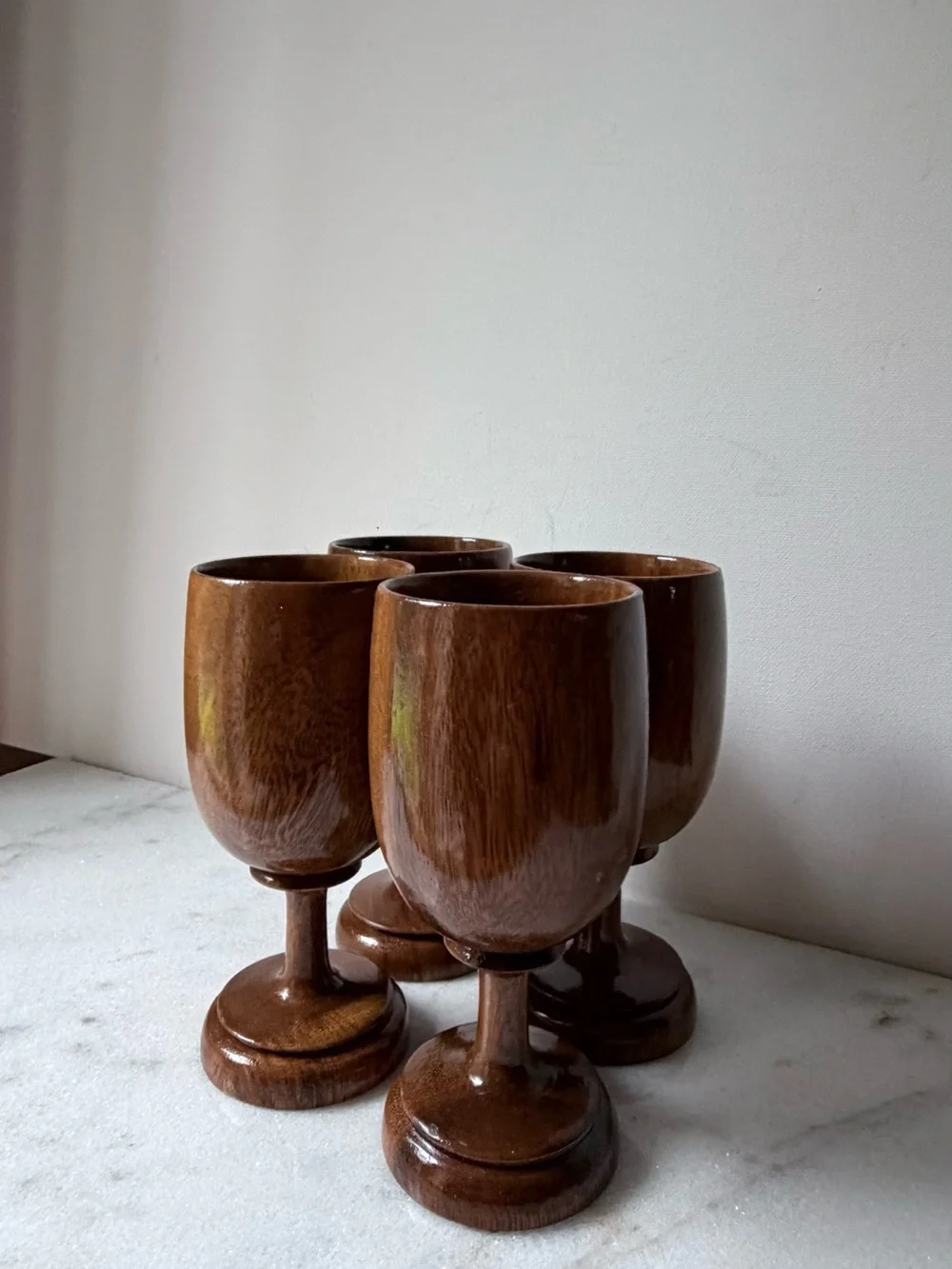 Waikiki Woods Monkey Pod Hawaii Vintage 6” Goblets Lot of 4…